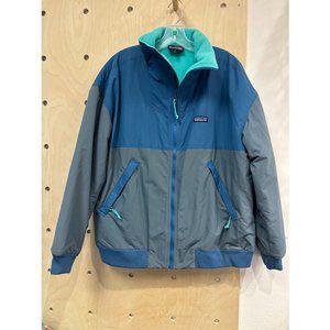 Patagonia Synchilla Blue Plume Gray Full Zip Pocket Bomber Jacket Size XL